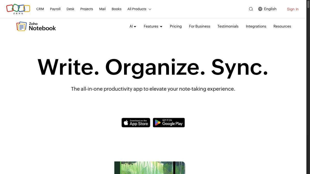 Zoho Notebook