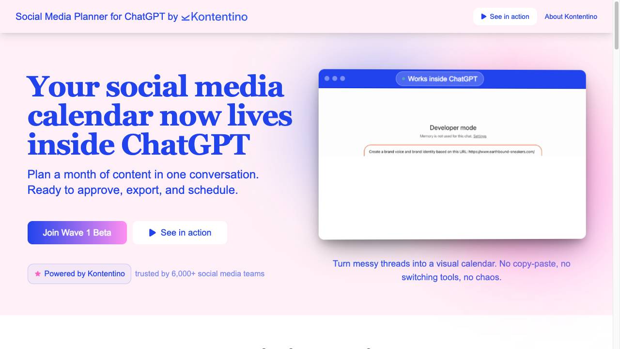 Social Media Planner for ChatGPT - Kontentino