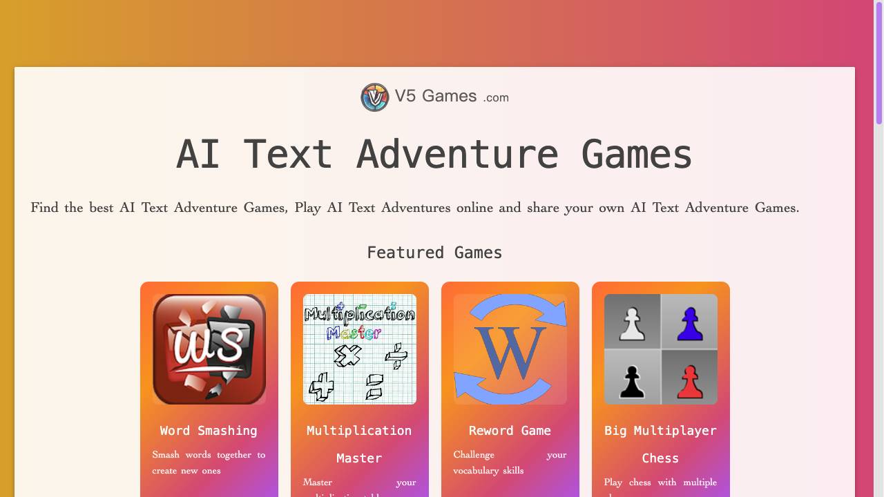 AI Text Adventures – V5 Games