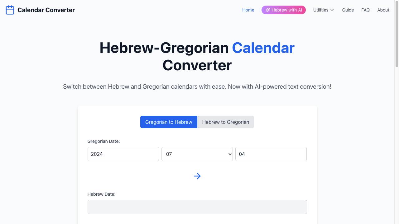 Hebrew Calendar with AI