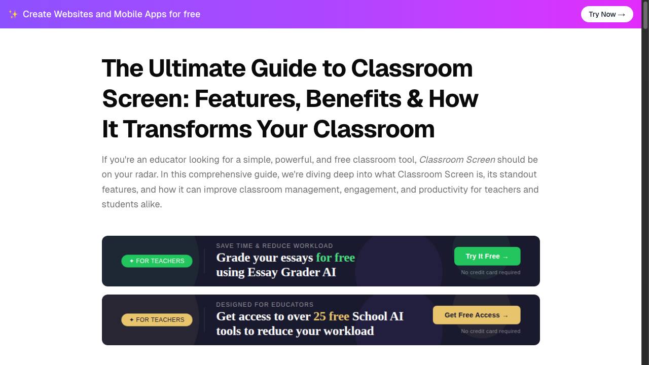 Classroom Screen