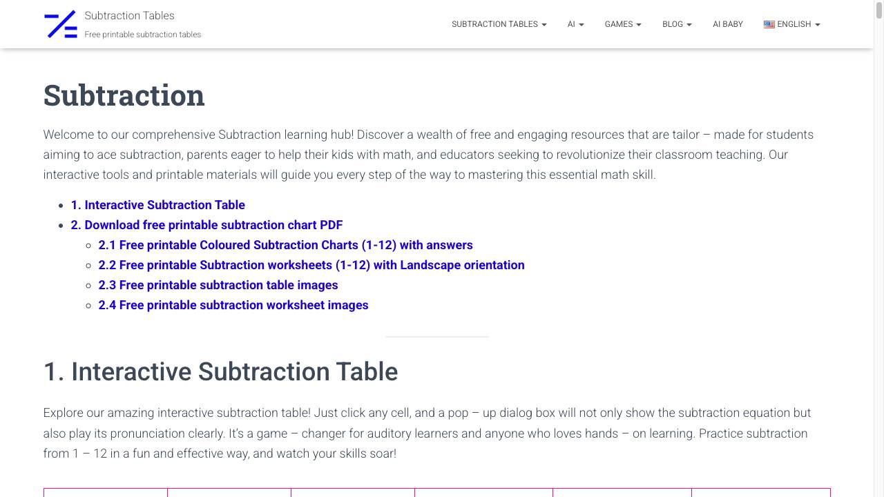 AI subtraction learning helper