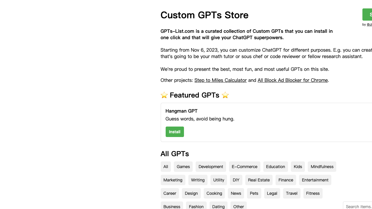Custom GPTs Store